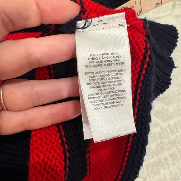 Polo Ralph Lauren Striped Turtleneck Sweater Navy Blue, Red & Yellow cotton - Picture 8 of 9